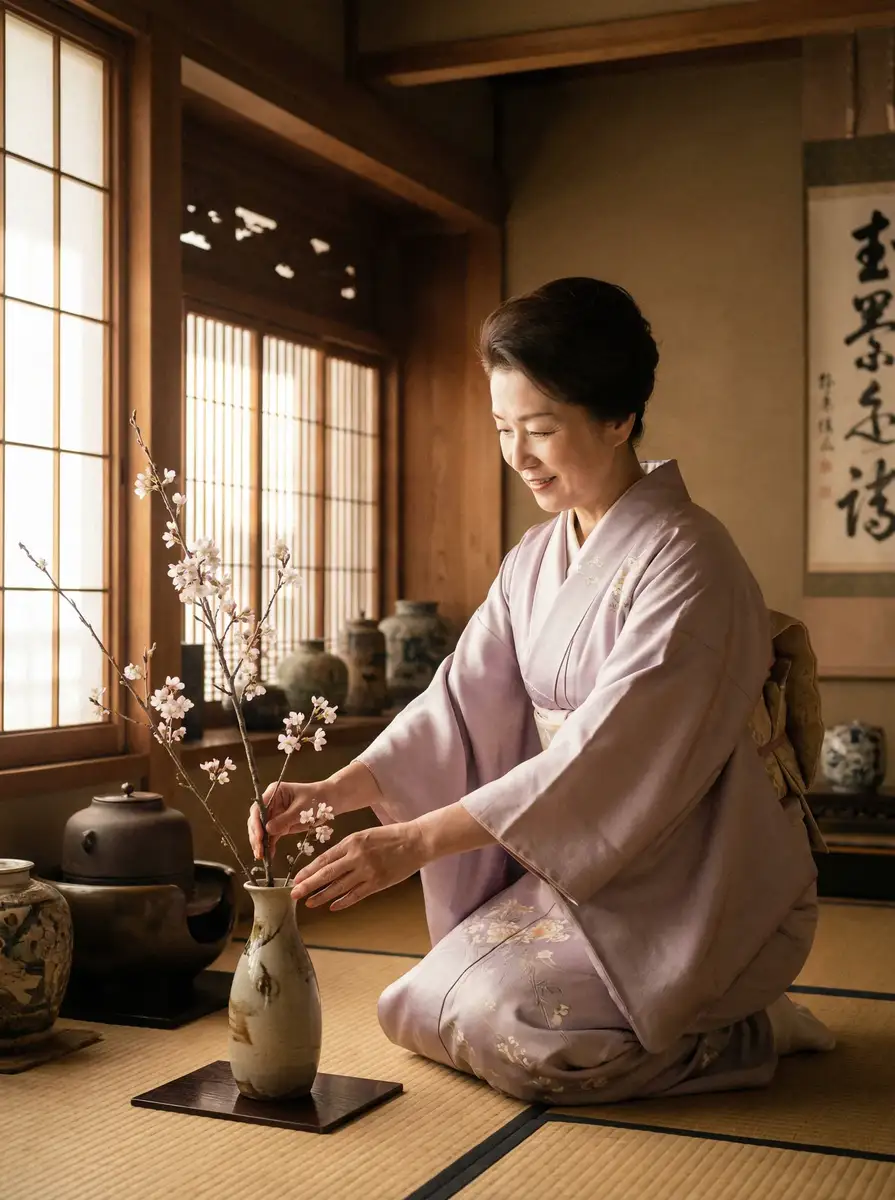 一位优雅的 里番-里番动漫视频最新资源与精选动漫|里番 在和室中插花